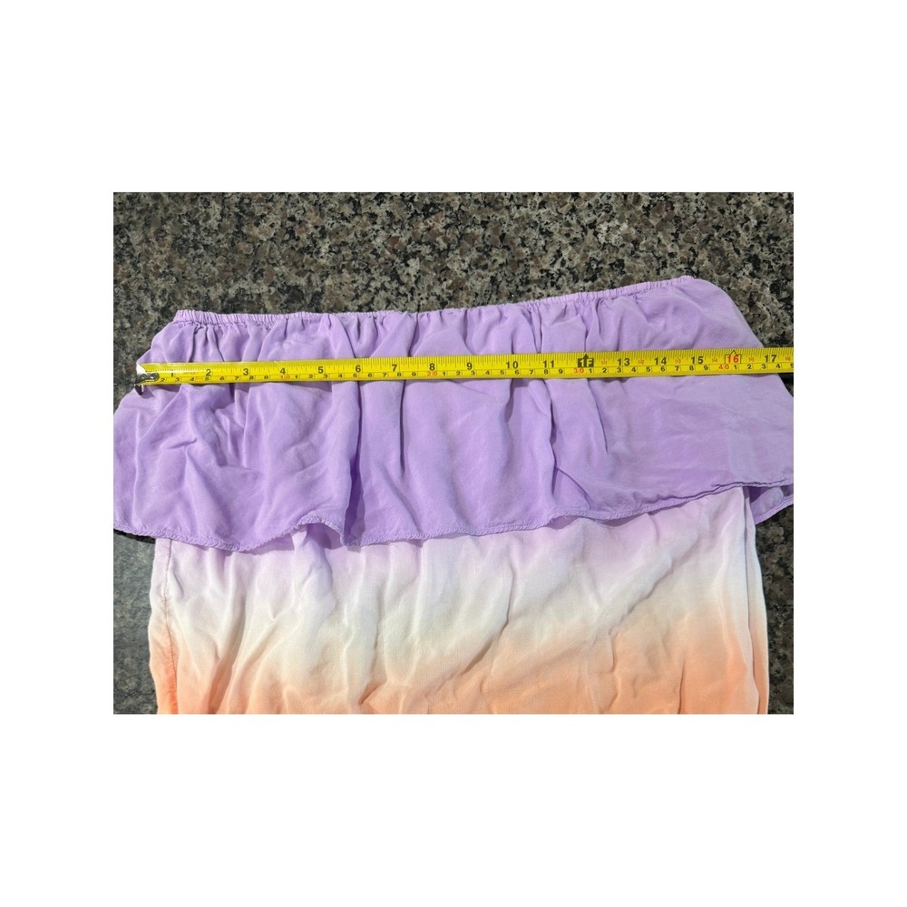 Black Poppy Ombre Ruffle Tube Top Purple Orange Strapless Crop Medium - Picture 5 of 6